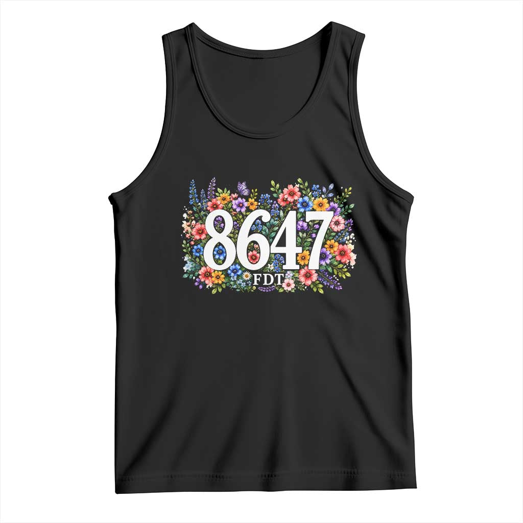 86 47 Floral Boho Style Tank Top Subtle FDT TS14 Black Print Your Wear