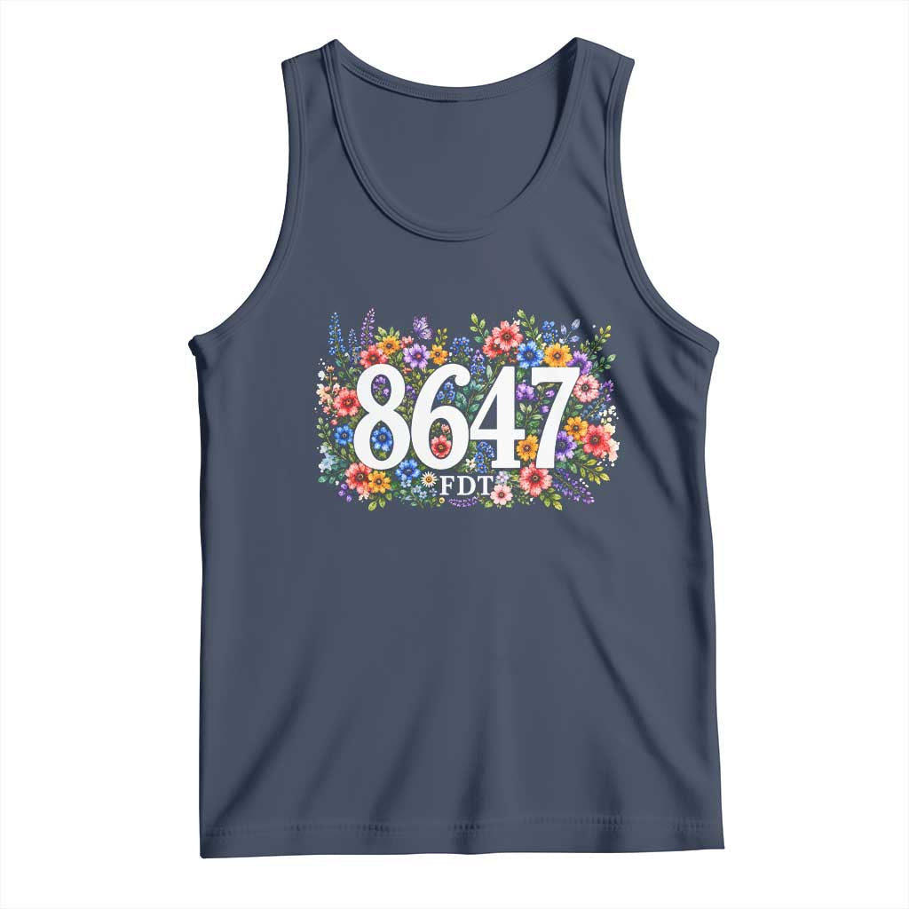 86 47 Floral Boho Style Tank Top Subtle FDT TS14 Navy Print Your Wear