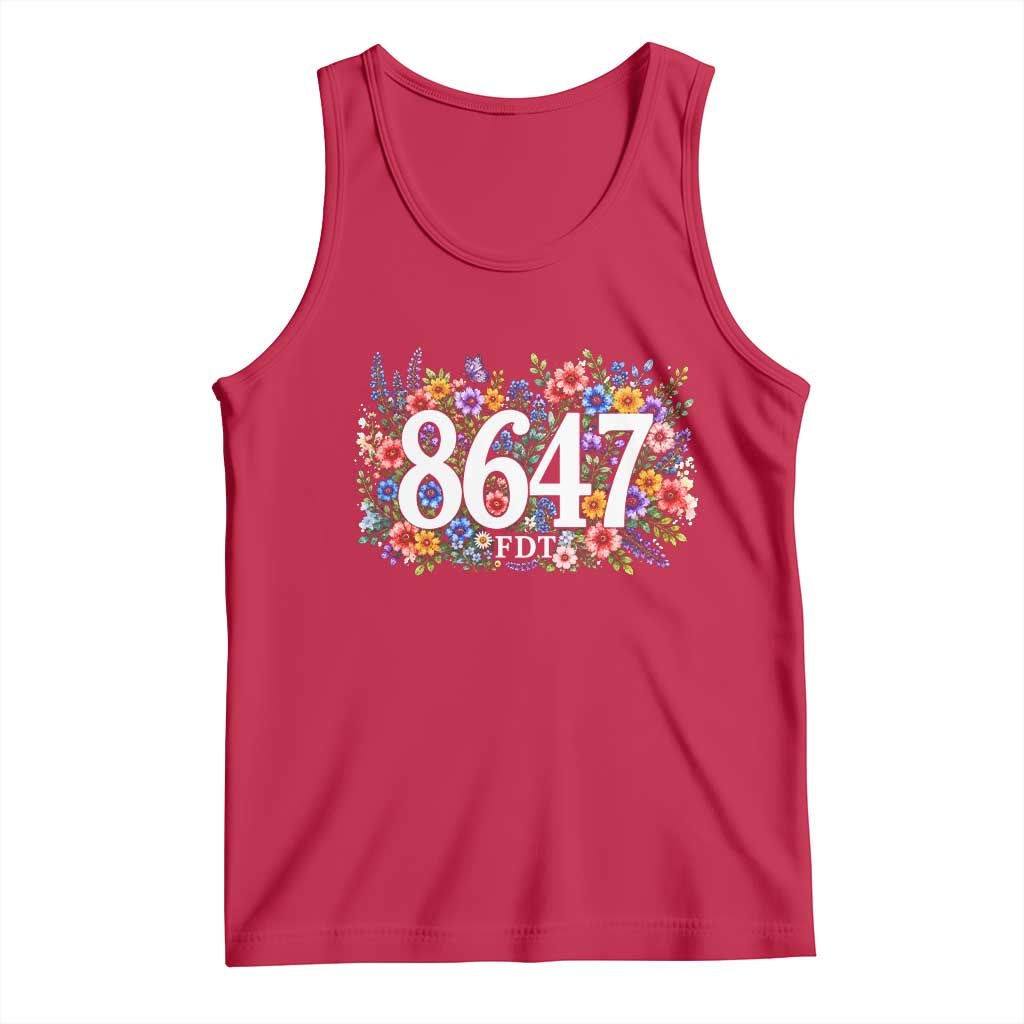 86 47 Floral Boho Style Tank Top Subtle FDT TS14 Red Print Your Wear