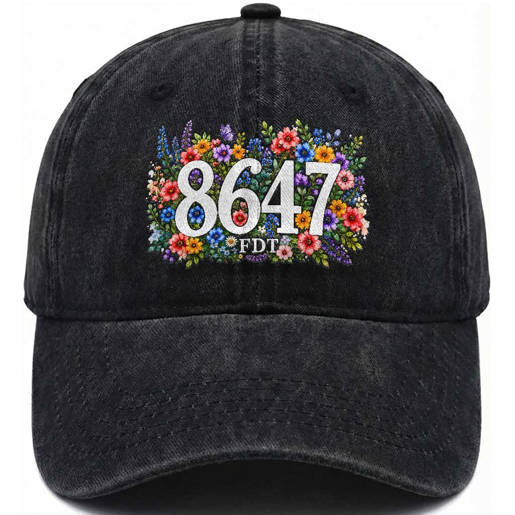 86 47 Floral Boho Style Washed Cotton Baseball Cap Subtle FDT TS14 Print Your Wear