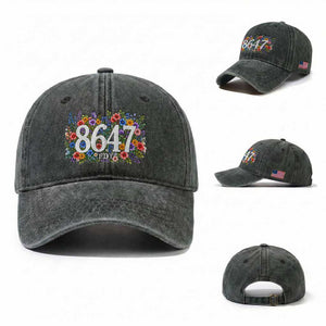86 47 Floral Boho Style Washed Cotton Baseball Cap Subtle FDT TS14 Washed Cap Universal Fit Dark Green Print Your Wear
