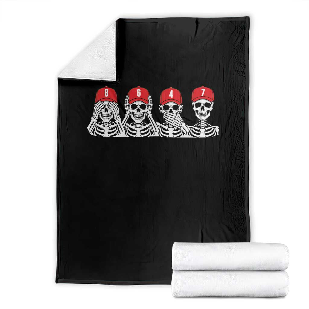 86 47 Subtle Anti FDT Throw Blanket Funny Skeleton Wearing Hat Sarcastic Political TS14 Black Print Your Wear