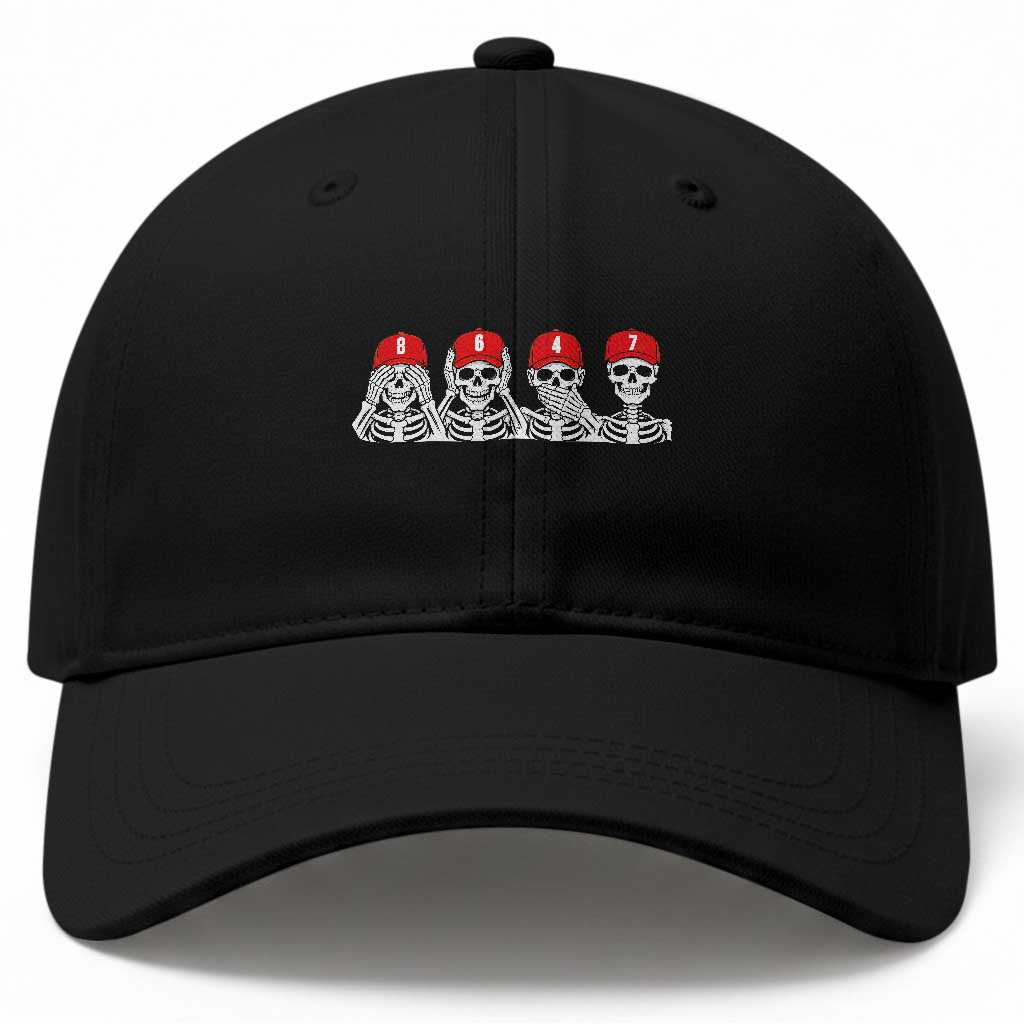 86 47 Subtle Anti FDT Baseball Cap Funny Skeleton Wearing Hat Sarcastic Political TS14 Print Your Wear