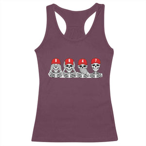 86 47 Subtle Anti FDT Racerback Tank Top Funny Skeleton Wearing Hat Sarcastic Political TS14 Maroon Print Your Wear