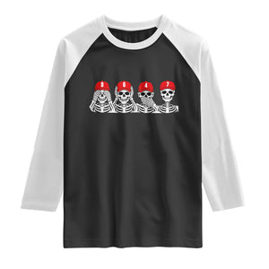 86 47 Subtle Anti FDT Raglan Shirt Funny Skeleton Wearing Hat Sarcastic Political TS14 Black White Print Your Wear