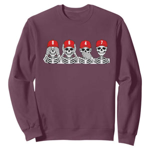 86 47 Subtle Anti FDT Sweatshirt Funny Skeleton Wearing Hat Sarcastic Political TS14 Maroon Print Your Wear