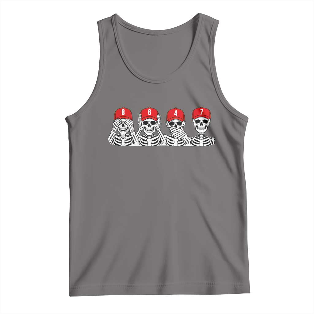 86 47 Subtle Anti FDT Tank Top Funny Skeleton Wearing Hat Sarcastic Political TS14 Deep Heather Print Your Wear