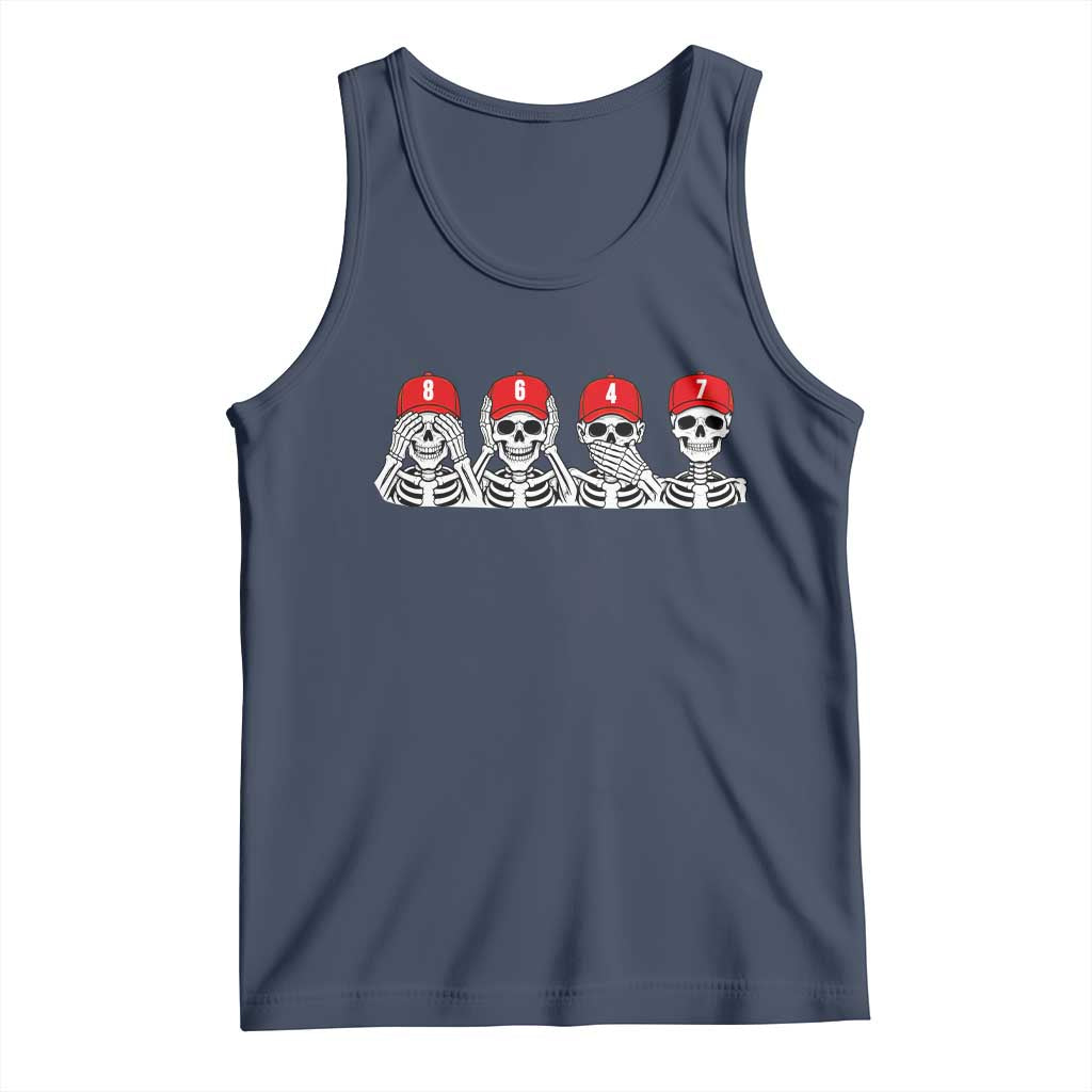 86 47 Subtle Anti FDT Tank Top Funny Skeleton Wearing Hat Sarcastic Political TS14 Navy Print Your Wear