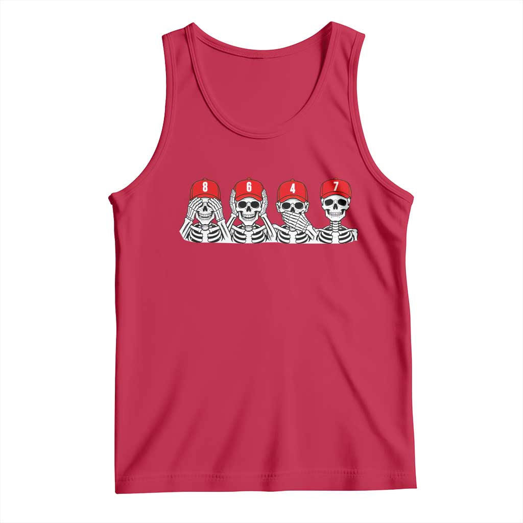 86 47 Subtle Anti FDT Tank Top Funny Skeleton Wearing Hat Sarcastic Political TS14 Red Print Your Wear
