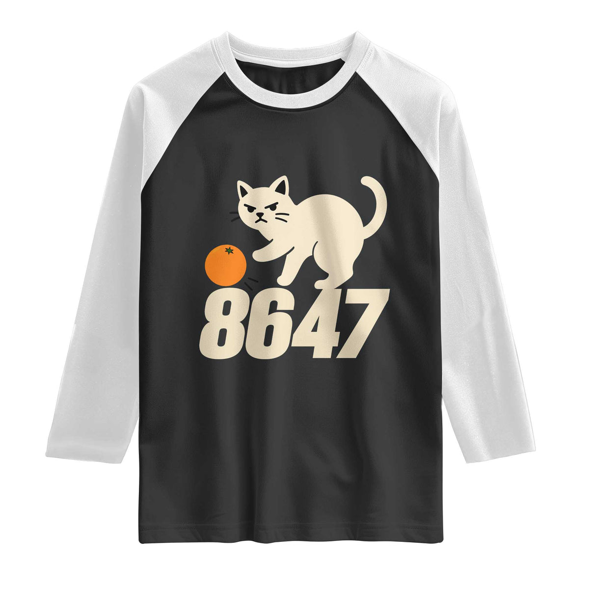 8647 FDT Raglan Shirt Funny Cat Political Meme TS14 Black White Print Your Wear