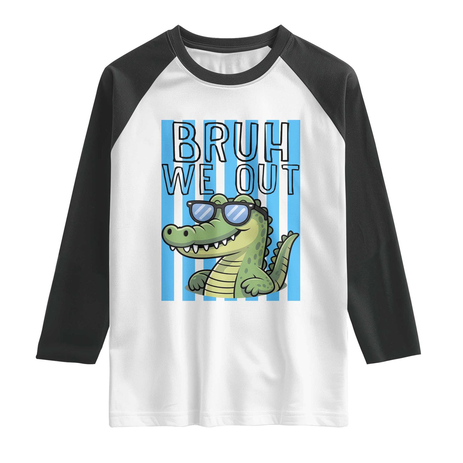 Bruh We Out Alligator Raglan Shirt Last Day of School Teacher TS14 White Black Print Your Wear