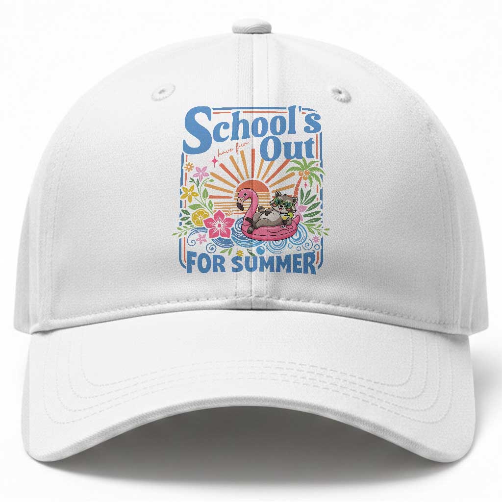 School's Out For Summer Baseball Cap Funny Raccoon Last Day of School Teacher TS14 Print Your Wear