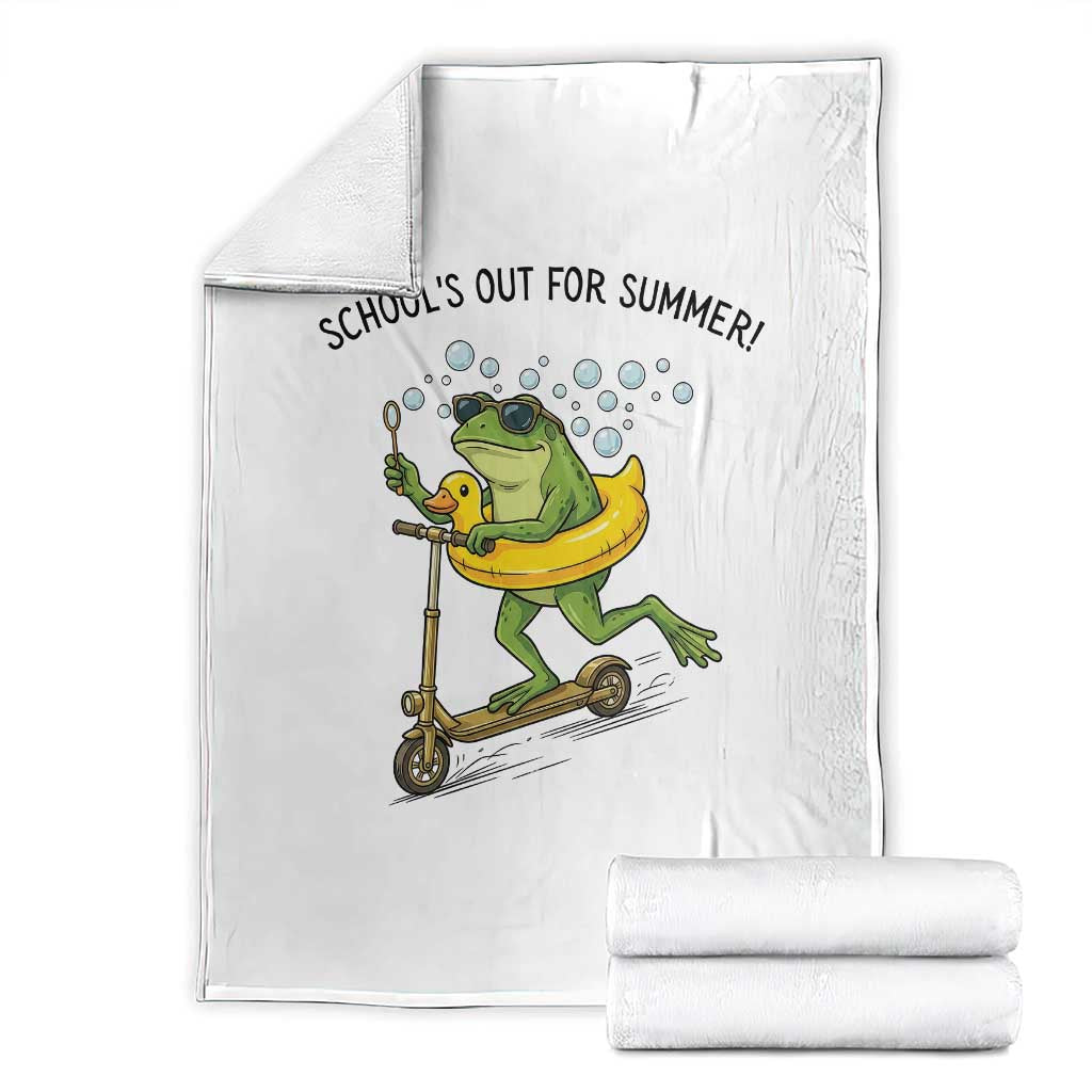 School's Out For Summer Throw Blanket Funny Frog Last Day of School Teacher TS14 White Print Your Wear