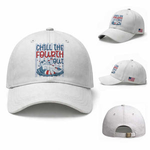 Chill The Fourth Out Baseball Cap Funny Alligator 4th Of July TS14 Baseball Cap Universal Fit White Print Your Wear