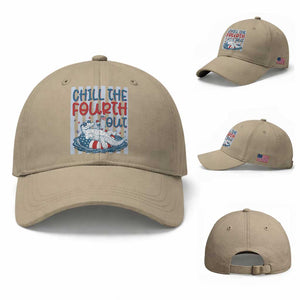 Chill The Fourth Out Baseball Cap Funny Alligator 4th Of July TS14 Baseball Cap Universal Fit Khaki Print Your Wear