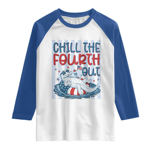Chill The Fourth Out Raglan Shirt Funny Alligator 4th Of July TS14 White Royal Print Your Wear