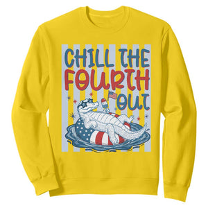 Chill The Fourth Out Sweatshirt Funny Alligator 4th Of July TS14 Daisy Print Your Wear
