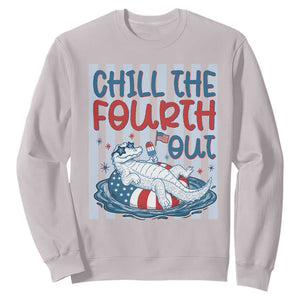 Chill The Fourth Out Sweatshirt Funny Alligator 4th Of July TS14 Ice Gray Print Your Wear