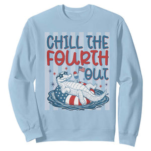 Chill The Fourth Out Sweatshirt Funny Alligator 4th Of July TS14 Light Blue Print Your Wear