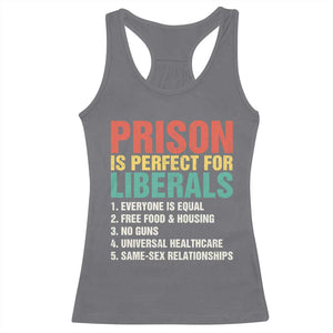 Prison Is Perfect For Liberals Racerback Tank Top Funny Anti Liberal Quote TS14 Charcoal Print Your Wear