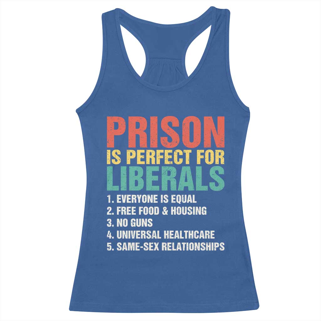 Prison Is Perfect For Liberals Racerback Tank Top Funny Anti Liberal Quote TS14 Royal Blue Print Your Wear