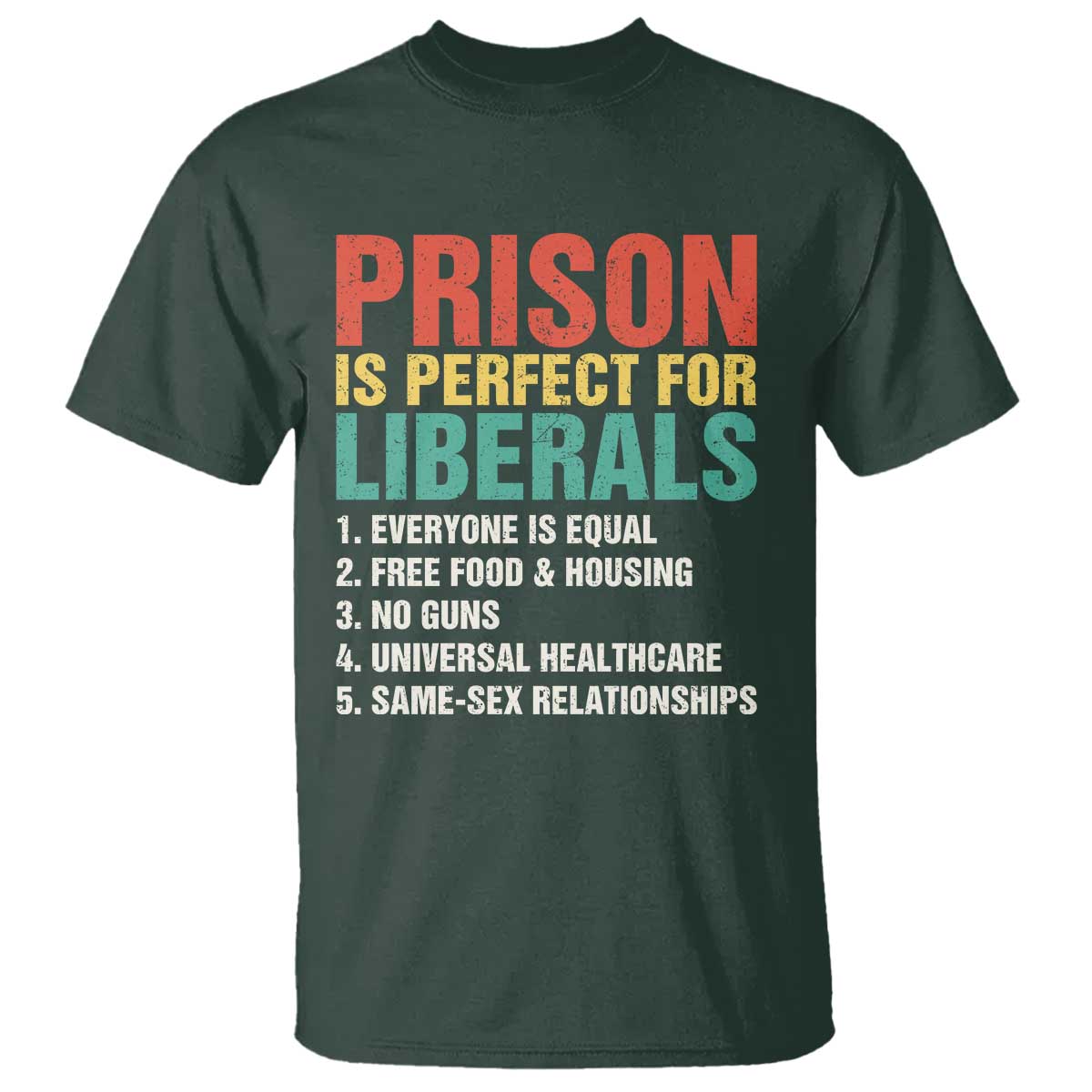 Prison Is Perfect For Liberals T Shirt Funny Anti Liberal Quote TS14 Dark Forest Green Print Your Wear