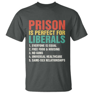 Prison Is Perfect For Liberals T Shirt Funny Anti Liberal Quote TS14 Dark Heather Print Your Wear