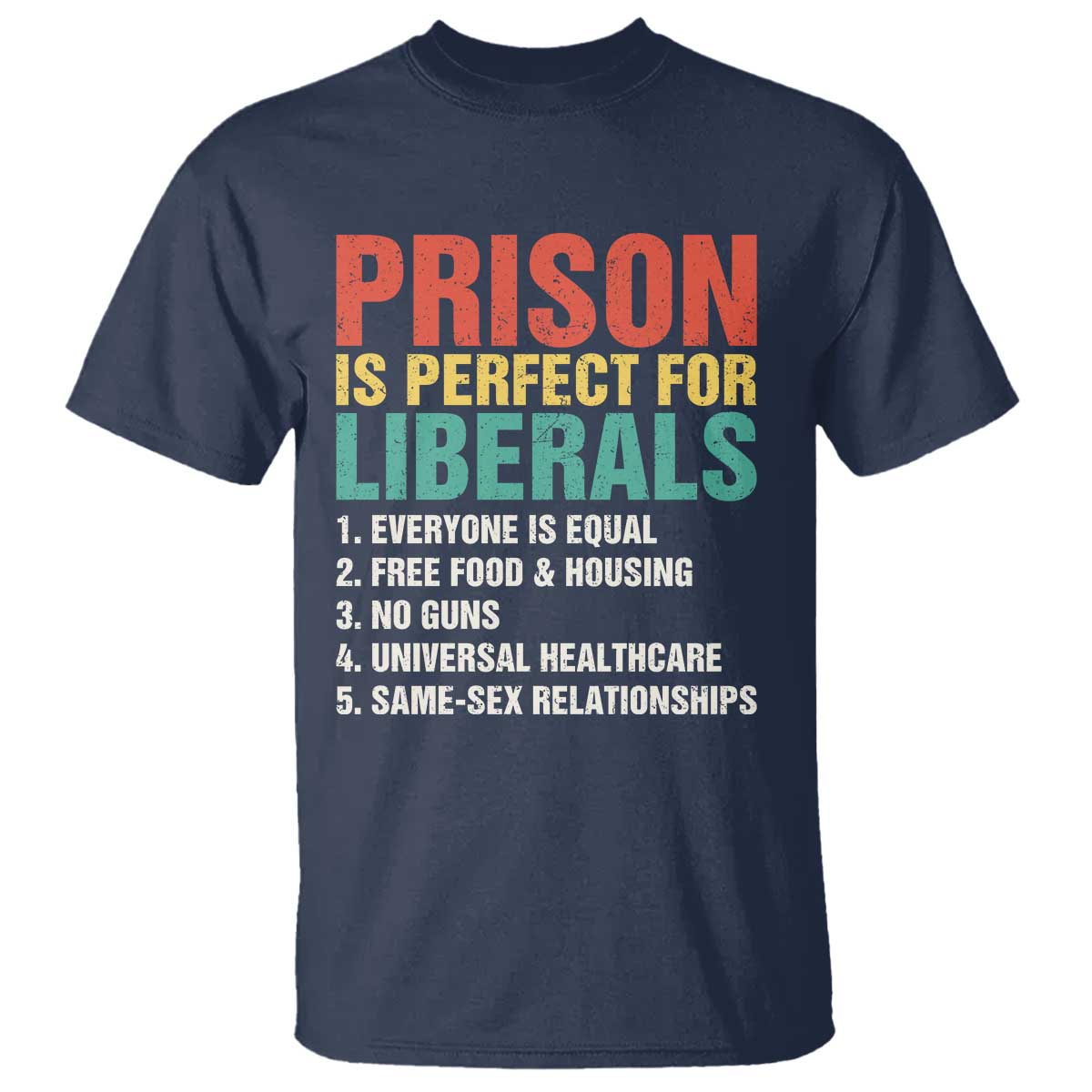 Prison Is Perfect For Liberals T Shirt Funny Anti Liberal Quote TS14 Navy Print Your Wear