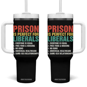 Prison Is Perfect For Liberals Tumbler With Handle Funny Anti Liberal Quote TS14 One Size: 40 oz Black Print Your Wear