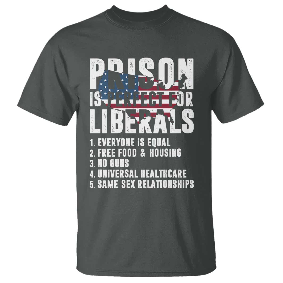 Prison Is Perfect For Liberals T Shirt Anti Liberal Quote TS14 Dark Heather Print Your Wear