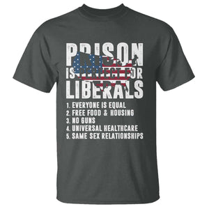 Prison Is Perfect For Liberals T Shirt Anti Liberal Quote TS14 Dark Heather Print Your Wear