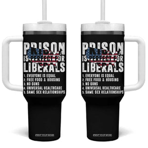 Prison Is Perfect For Liberals Tumbler With Handle Anti Liberal Quote TS14 One Size: 40 oz Black Print Your Wear