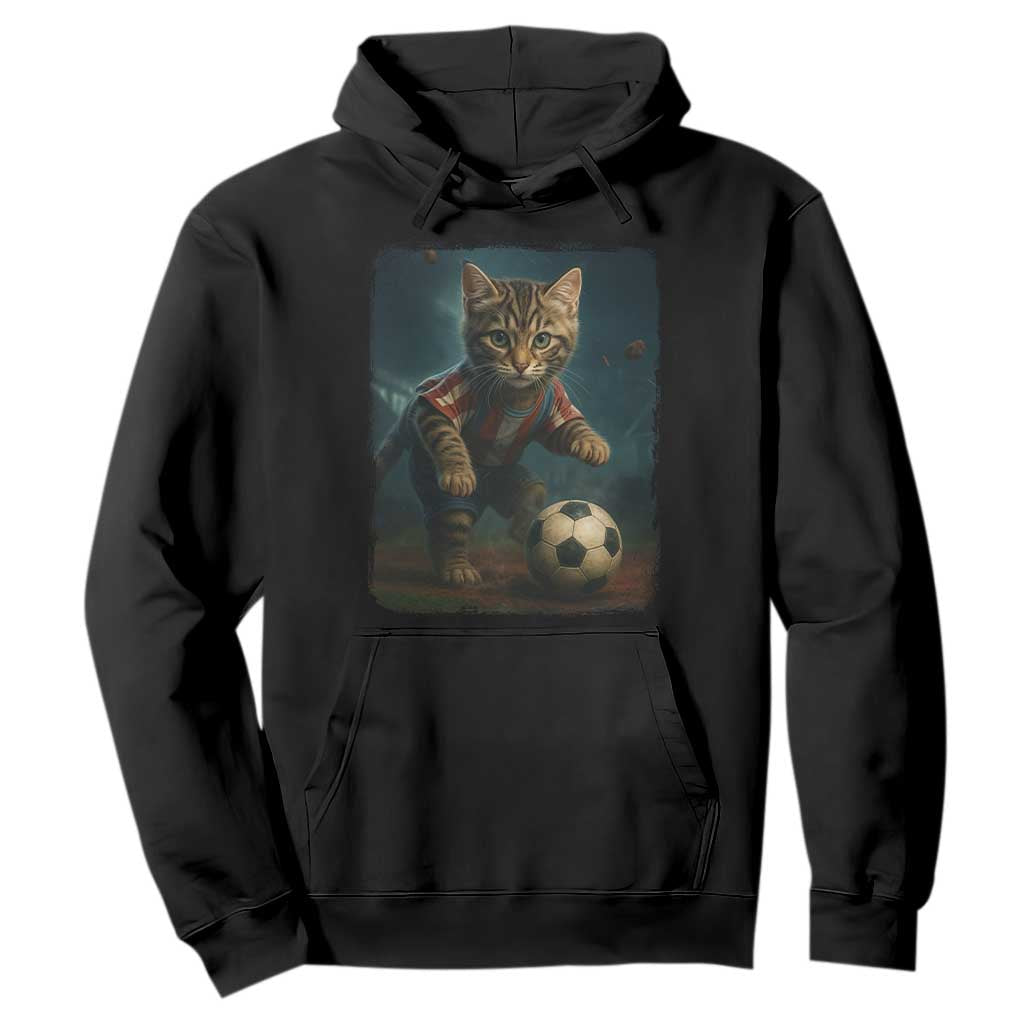 Funny Cat Soccer Ball Hoodie Cute Kitty Football Player Lover TS14 Black Print Your Wear
