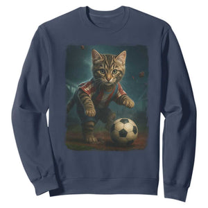 Funny Cat Soccer Ball Sweatshirt Cute Kitty Football Player Lover TS14 Navy Print Your Wear