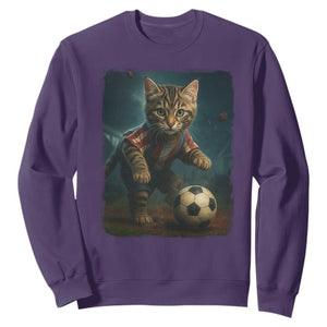 Funny Cat Soccer Ball Sweatshirt Cute Kitty Football Player Lover TS14 Purple Print Your Wear