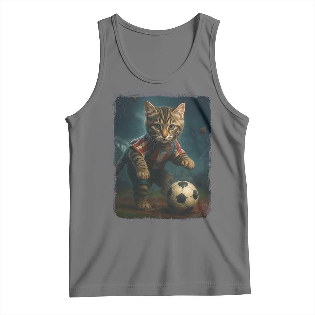 Funny Cat Soccer Ball Tank Top Cute Kitty Football Player Lover TS14 Black Heather Print Your Wear