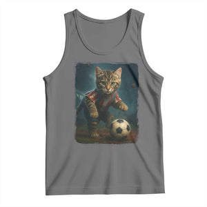 Funny Cat Soccer Ball Tank Top Cute Kitty Football Player Lover TS14 Black Heather Print Your Wear