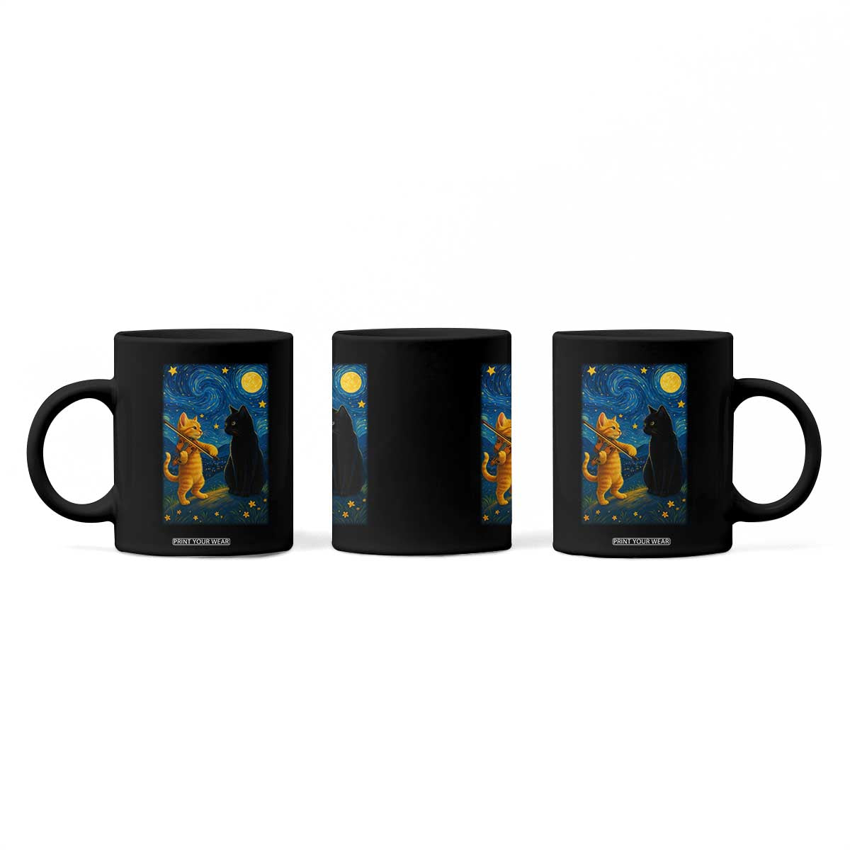 Cat Starry Night Coffee Mug Van Gogh Violin Kitty Lover TS14 Print Your Wear