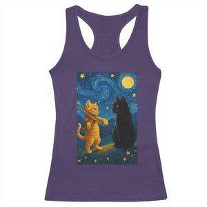 Cat Starry Night Racerback Tank Top Van Gogh Violin Kitty Lover TS14 Purple Print Your Wear
