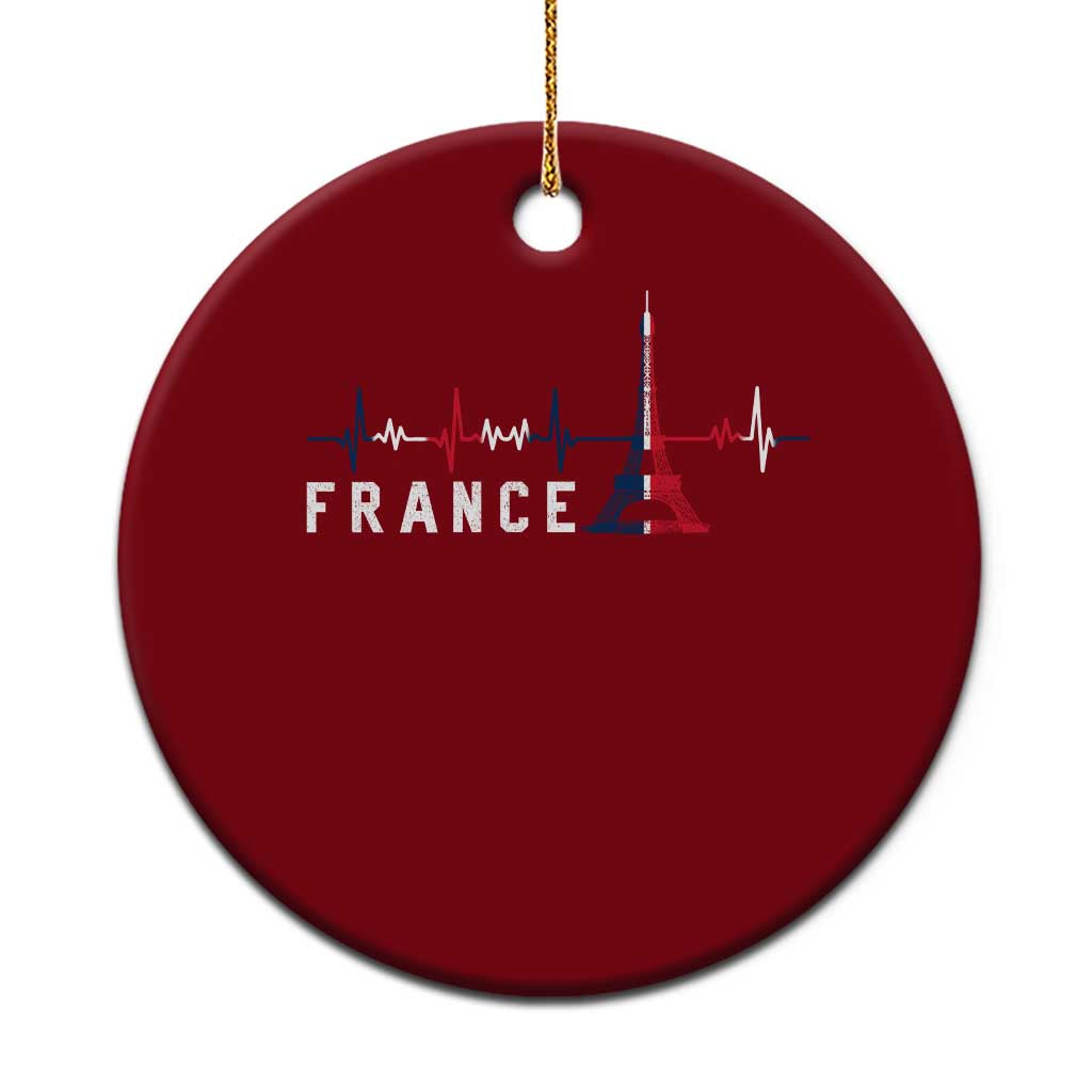 France Paris Heartbeat French Flag Eiffel Tower Souvenir Gift Ceramic Ornament TS14 1pc Red Print Your Wear