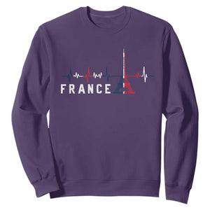 France Paris Heartbeat French Flag Eiffel Tower Souvenir Gift Sweatshirt TS14 Purple Print Your Wear