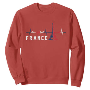 France Paris Heartbeat French Flag Eiffel Tower Souvenir Gift Sweatshirt TS14 Red Print Your Wear