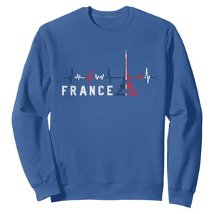 France Paris Heartbeat French Flag Eiffel Tower Souvenir Gift Sweatshirt TS14 Royal Blue Print Your Wear