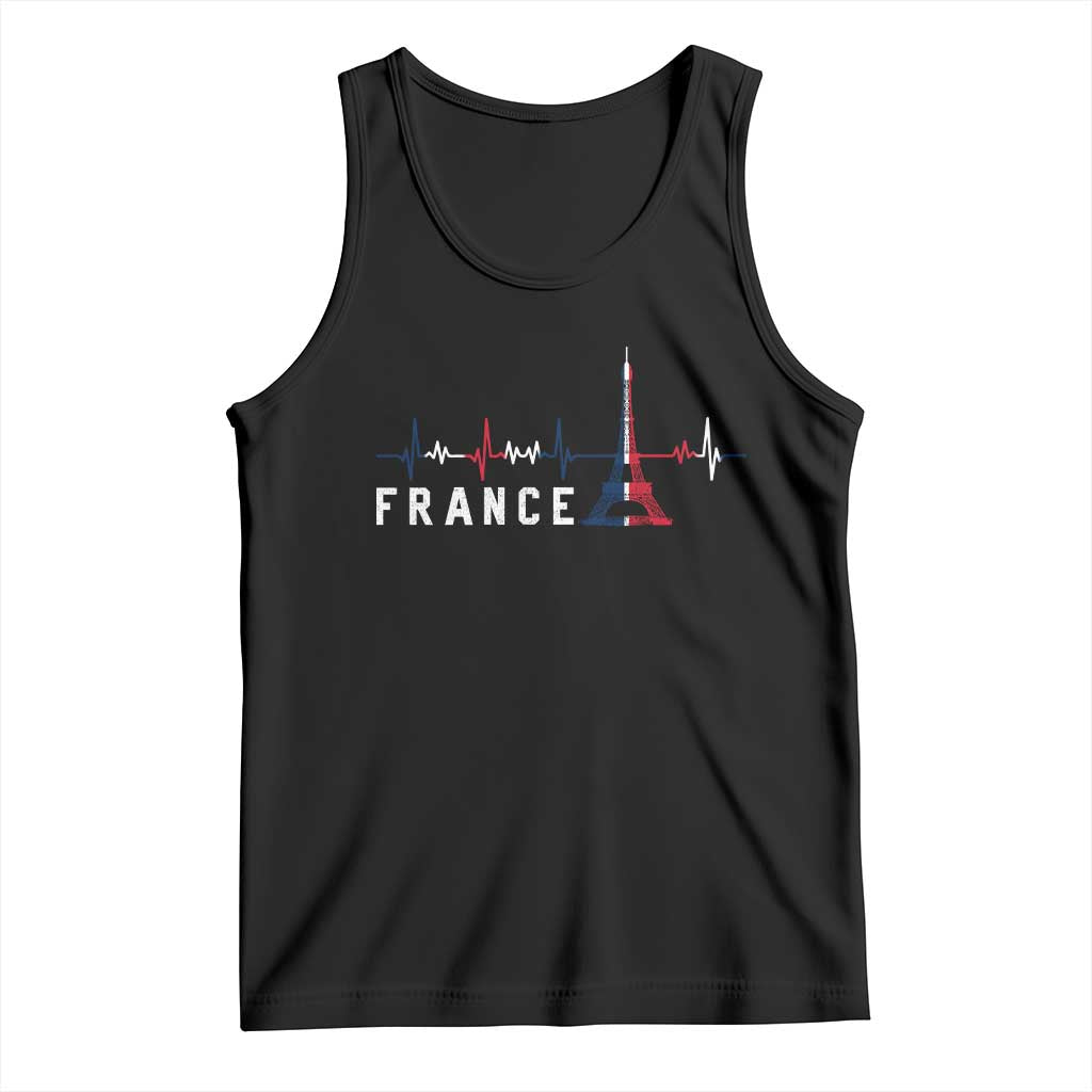 France Paris Heartbeat French Flag Eiffel Tower Souvenir Gift Tank Top TS14 Black Print Your Wear