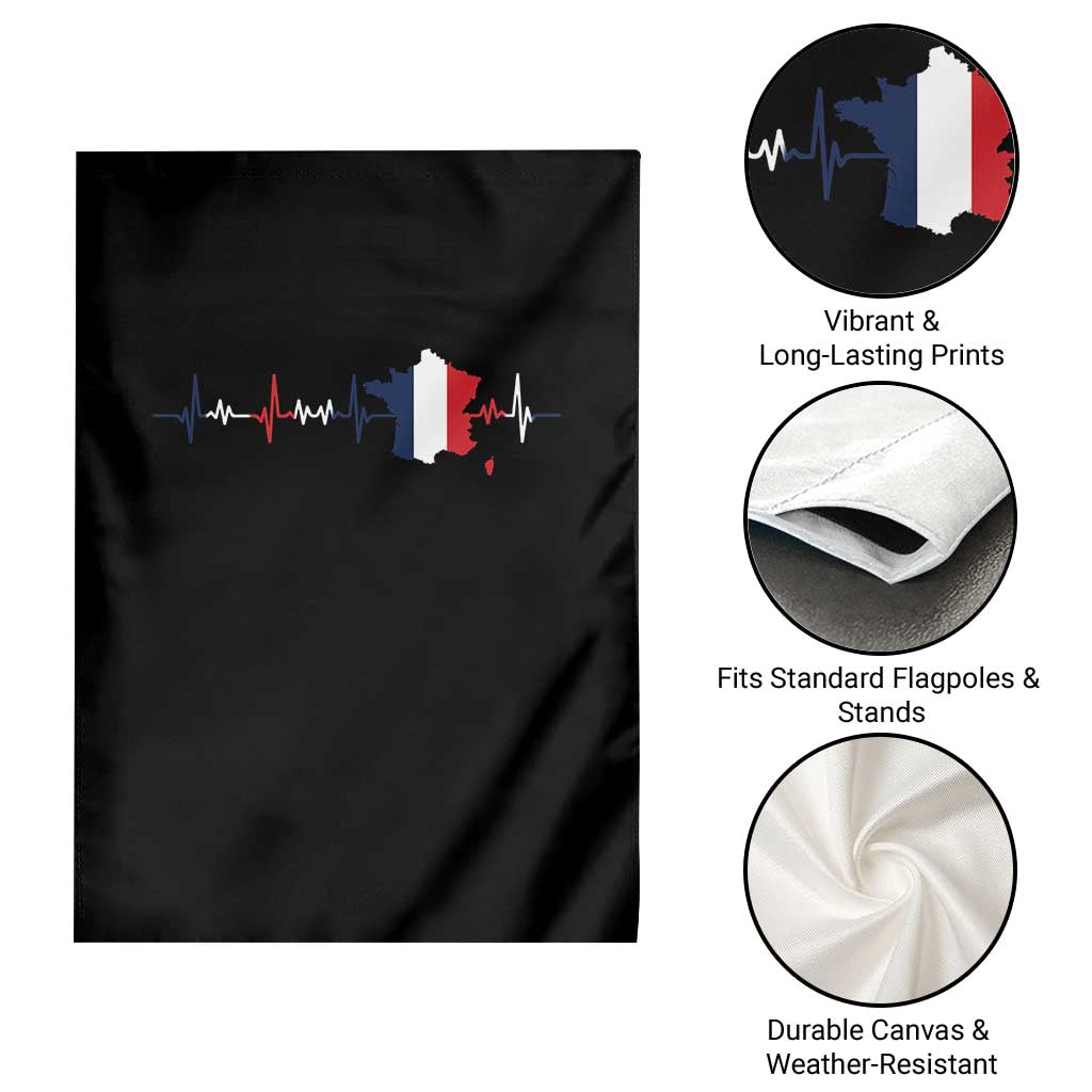France Heartbeat EKG French Flag Map Garden Flag TS14 Print Your Wear