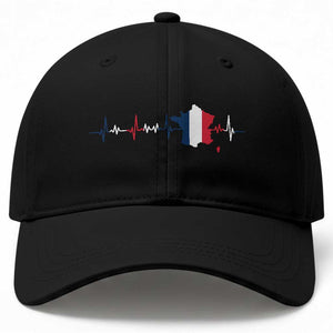 France Heartbeat EKG French Flag Map Baseball Cap TS14 Print Your Wear