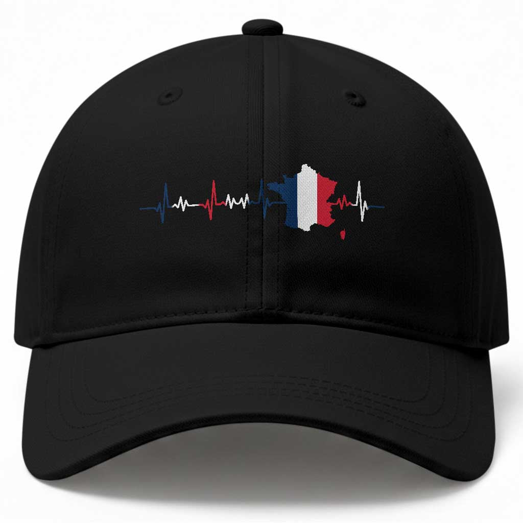 France Heartbeat EKG French Flag Map Baseball Cap TS14 Print Your Wear