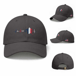 France Heartbeat EKG French Flag Map Baseball Cap TS14 Baseball Cap Universal Fit Dark Gray Print Your Wear