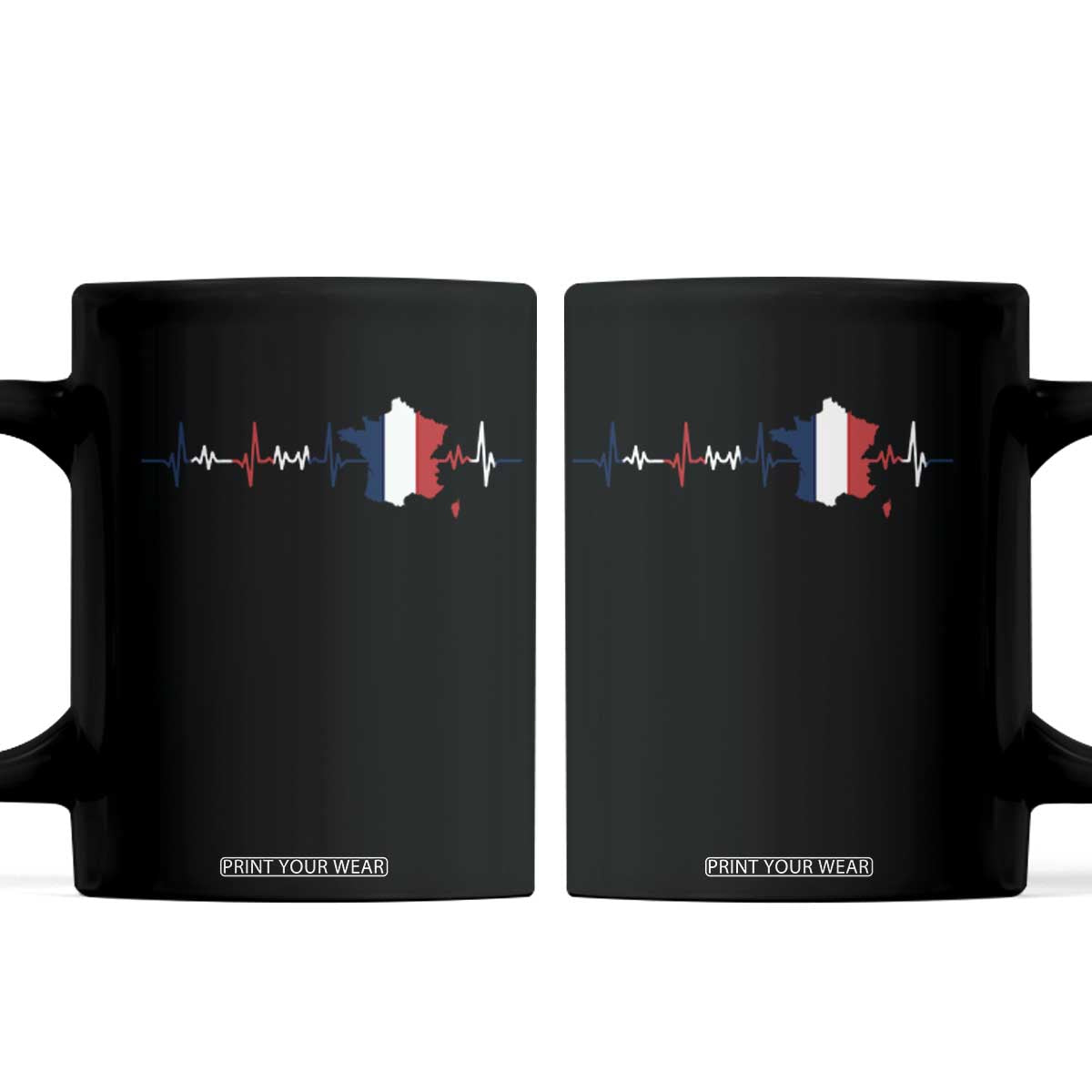 France Heartbeat EKG French Flag Map Coffee Mug TS14 Black Print Your Wear