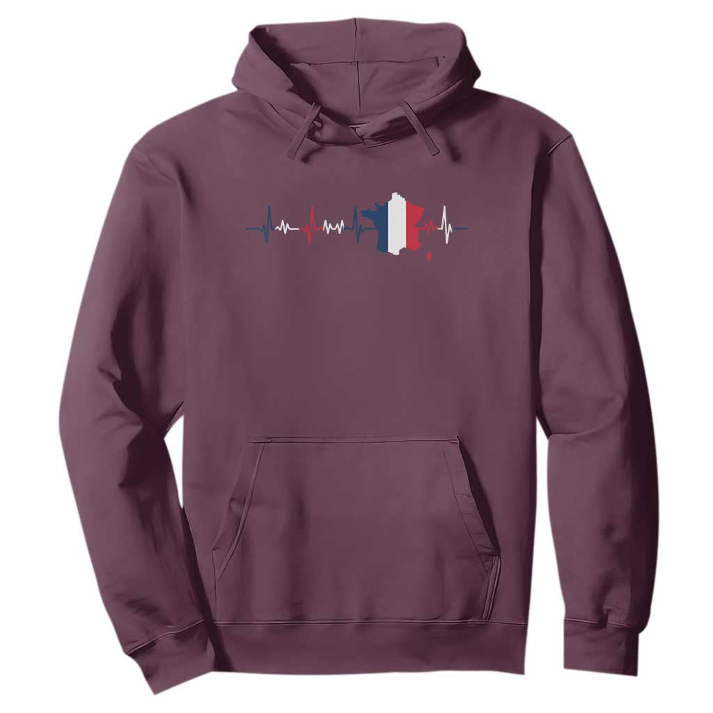 France Heartbeat EKG French Flag Map Hoodie TS14 Maroon Print Your Wear